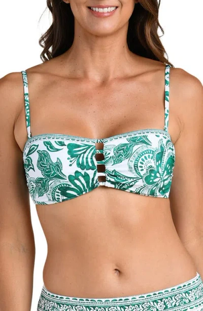 La Blanca Botanical Brocade Cutout Bikini Top In Green