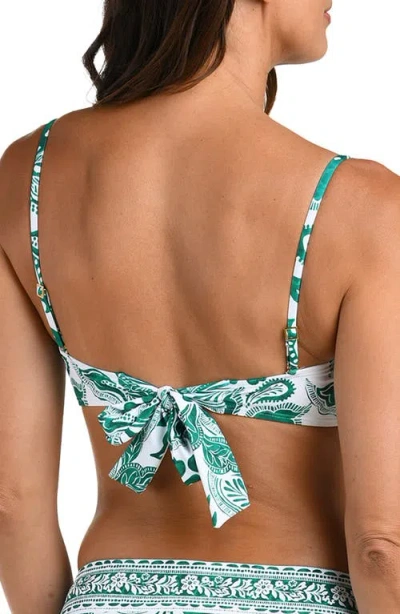 La Blanca Botanical Brocade Cutout Bikini Top In Green
