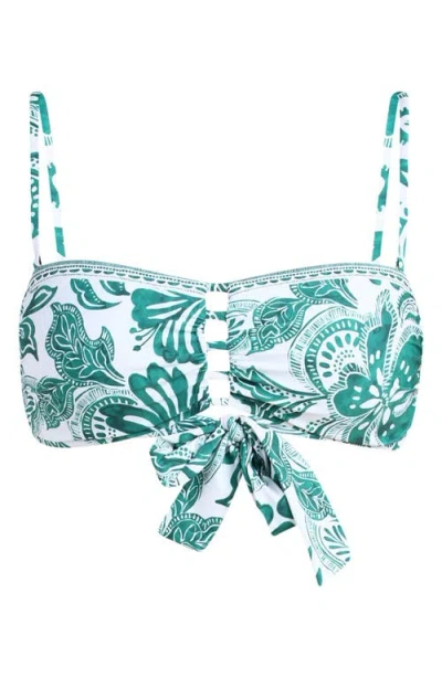 La Blanca Botanical Brocade Cutout Bikini Top In Green