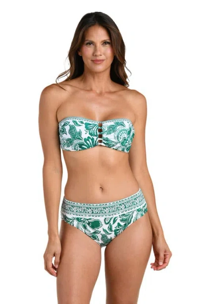 La Blanca Botanical Brocade Cutout Bikini Top In Green