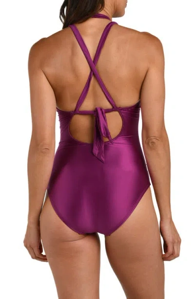 La Blanca Earth High Neck One-piece Swimsuit In Purple