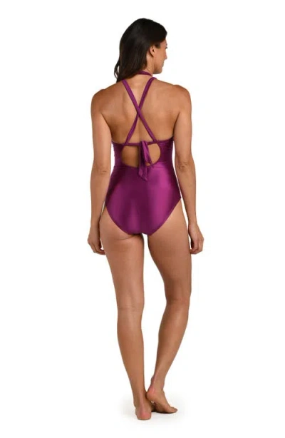La Blanca Earth High Neck One-piece Swimsuit In Purple