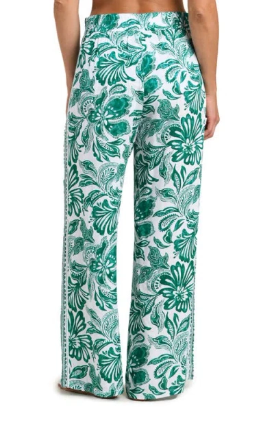 La Blanca Botanical Brocade Wide Leg Cover-up Pants In Green