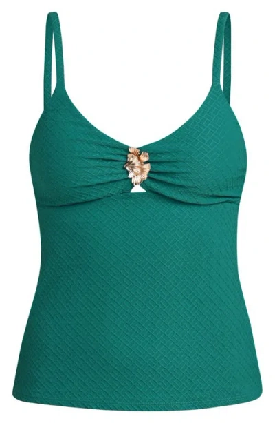 La Blanca Textured Tides Tankini Top In Green