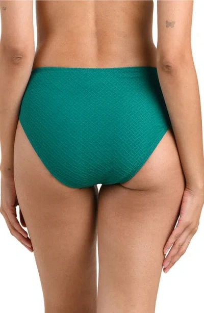 La Blanca Textured Tides Mid Rise Bikini Bottoms In Green