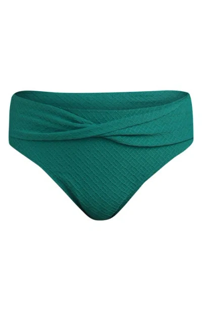 La Blanca Textured Tides Mid Rise Bikini Bottoms In Green