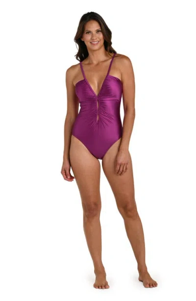 La Blanca Earth Lace-up One-piece Swimsuit In Purple
