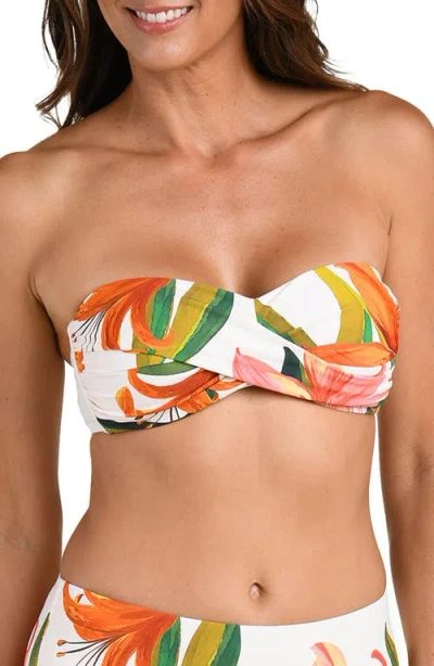 La Blanca Jungle Blossoms Twisted Bandeau Bikini Top In Multi