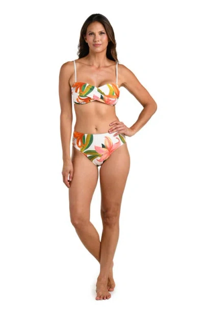 La Blanca Jungle Blossoms Twisted Bandeau Bikini Top In Multi