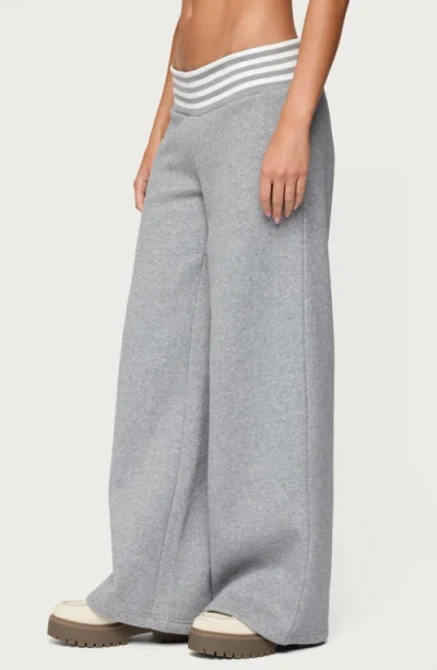Edikted Eloura Stripe Waist Low Rise Sweatpants In Gray