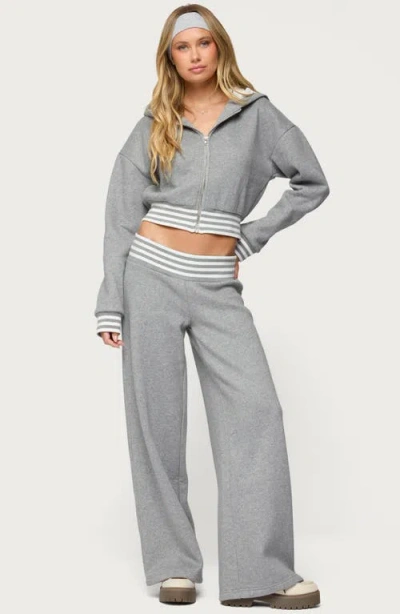 Edikted Eloura Stripe Waist Low Rise Sweatpants In Gray