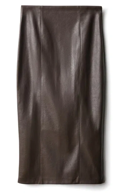 Mango Faux Leather Midi Pencil Skirt In Brown