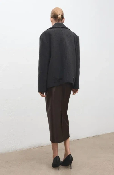 Mango Faux Leather Midi Pencil Skirt In Brown