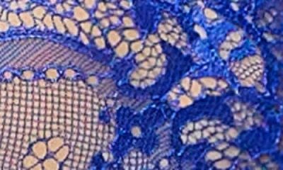 Mapalé Mapale Satin Trim Lace Underwire Bra & Thong Set In Blue