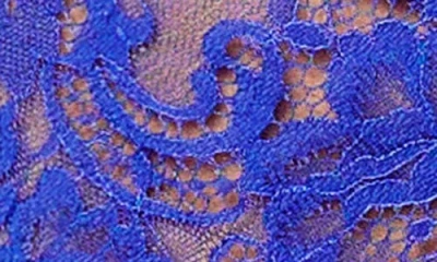 Mapalé Mapale Lace Trim Mesh Babydoll Chemise & Thong Set In Blue