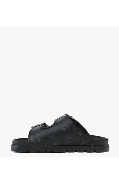 Mcm Buckle-detail Flat Sandals In Black