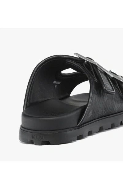 Mcm Buckle-detail Flat Sandals In Black