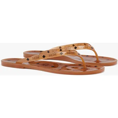 Mcm Monogram Jelly Thong Sandals In Brown