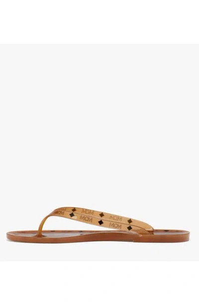 Mcm Monogram Jelly Thong Sandals In Brown