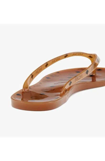 Mcm Monogram Jelly Thong Sandals In Brown