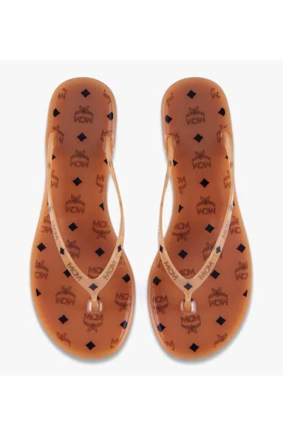 Mcm Monogram Jelly Thong Sandals In Brown
