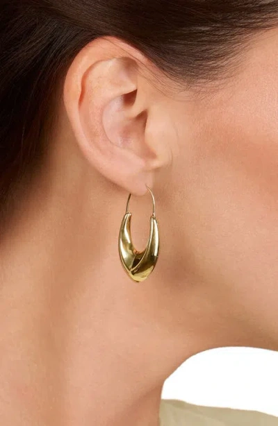 Athra Luxe Long Pointed Hoop Earrings In Gold