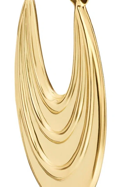 Athra Luxe Long Textured Hoop Earrings In Gold