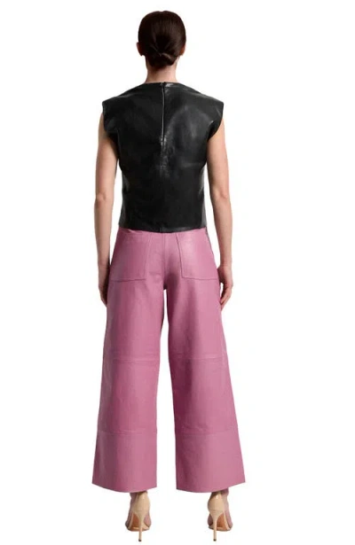As By Df Ruby Leather Wide Leg Jeans In Pink