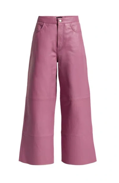 As By Df Ruby Leather Wide Leg Jeans In Pink