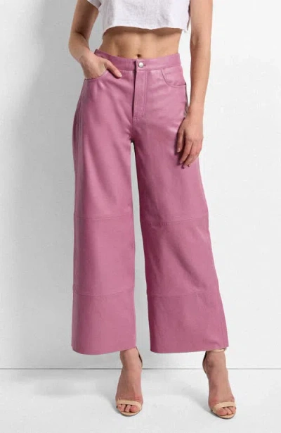 As By Df Ruby Leather Wide Leg Jeans In Pink