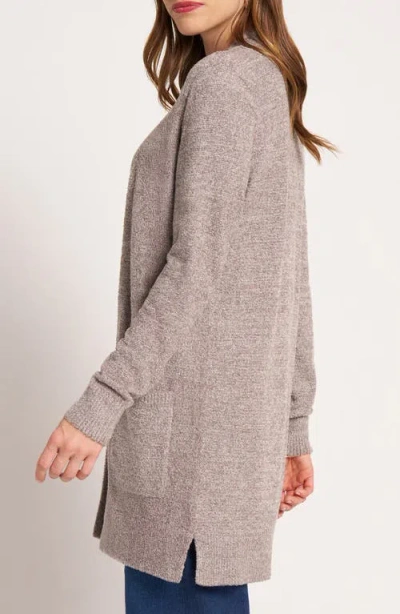 Matty M . Claire Longline Open Front Cardigan In Brown