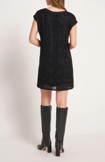Matty M . Beaded Cap Sleeve Shift Minidress In Black