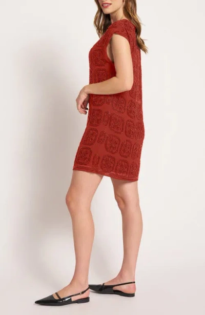 Matty M . Beaded Cap Sleeve Shift Minidress In Red