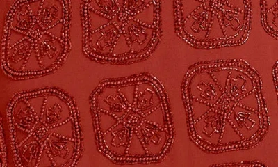 Matty M . Beaded Cap Sleeve Shift Minidress In Red