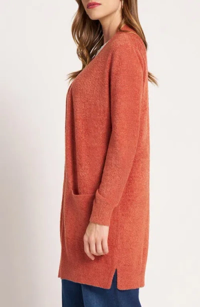 Matty M . Claire Longline Open Front Cardigan In Red