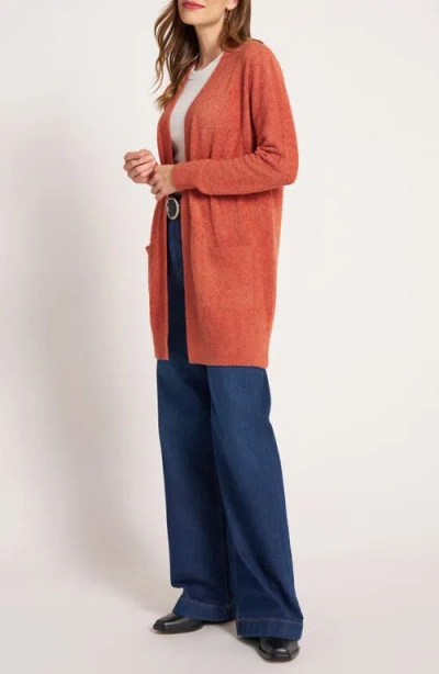 Matty M . Claire Longline Open Front Cardigan In Red