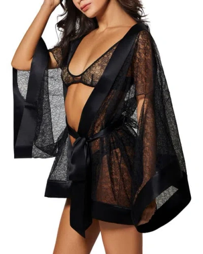 Kiki De Montparnasse Petite Fleur Kimono In Black