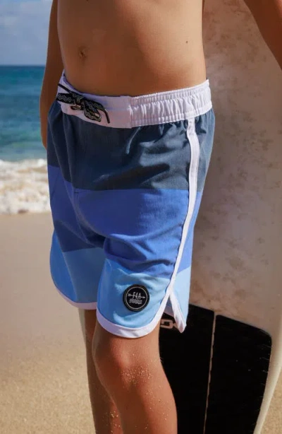 Feather 4 Arrow Kids' Colorblock Scallop Board Shorts In Multi