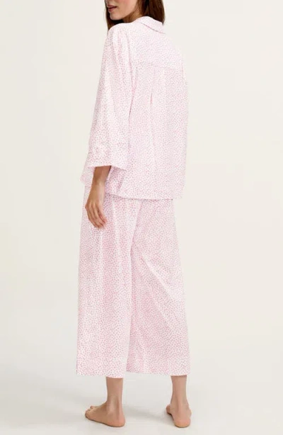 Petite Plume Olivia Wide Leg Pima Cotton Pajamas In Pink