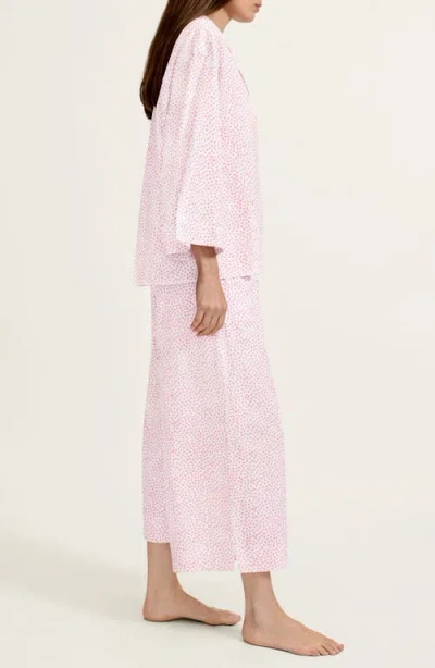 Petite Plume Olivia Wide Leg Pima Cotton Pajamas In Pink
