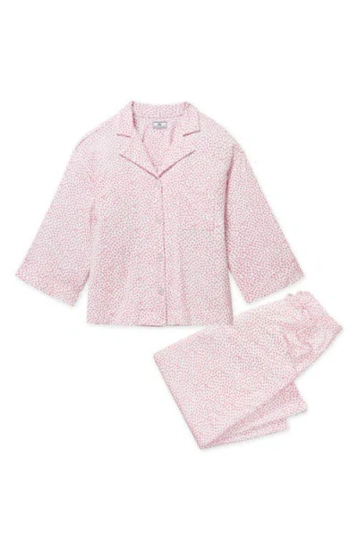 Petite Plume Olivia Wide Leg Pima Cotton Pajamas In Pink