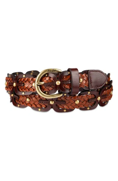 Sam Edelman Linked Braided Leather Belt In Brown