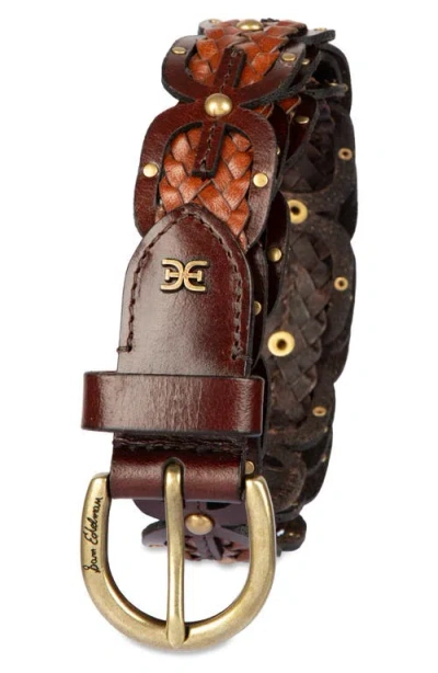 Sam Edelman Linked Braided Leather Belt In Brown
