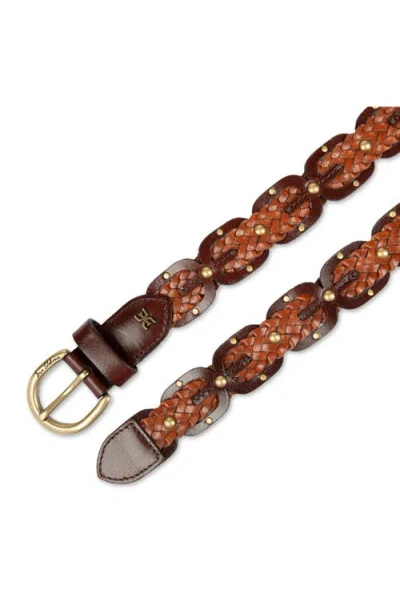Sam Edelman Linked Braided Leather Belt In Brown