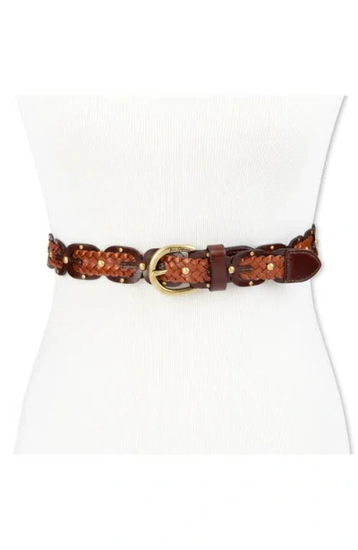 Sam Edelman Linked Braided Leather Belt In Brown