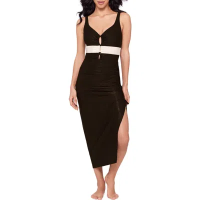 Magicsuit ® Block Party Ruched Side Tie Convertible Cover-up Maxi Skirt In Brown