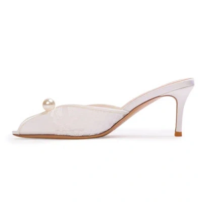 Black Suede Studio Debby 70 Mesh Mule In White