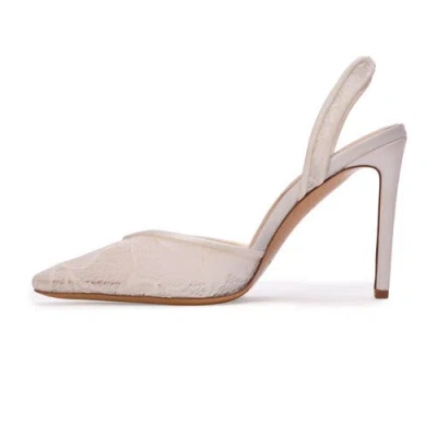 Black Suede Studio Jayla 100 Slingback Pump In White