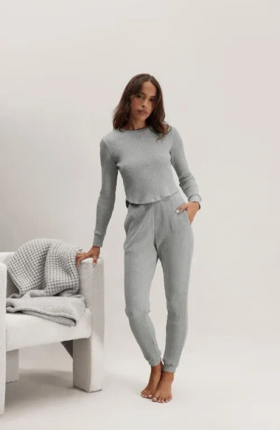 Lunya Wafflesoft Crew Neck Long Sleeve In Gray