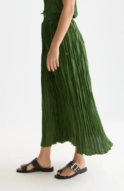 Scotch & Soda Pleated Drawstring Midi Skirt In Green